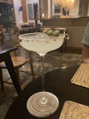 Olive margarita style cocktail   at Lost In Baan in Luang Prabang