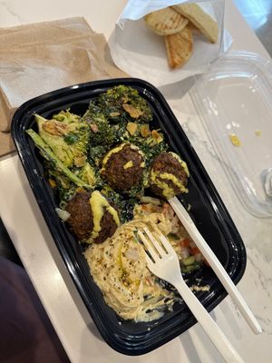 Falafel, hummus and cashew broccoli   at SLC - Vessel Kitchen - Concourse A in Salt Lake City