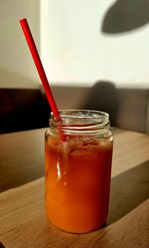Orange, carrot and apple juice at Corneli's Bistro in Staines-upon-thames