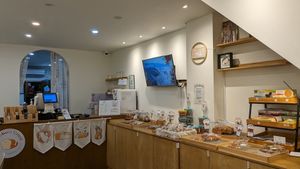 Vegan bread on display at Rainbow Crust in Busan