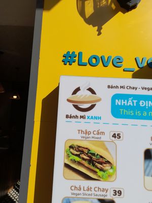 Sign at Bánh Mì Xanh in Ho Chi Minh City