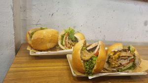 (left) Vegan Mixed, (right) Vegan Premium - Big Size at Bánh Mì Xanh in Ho Chi Minh City