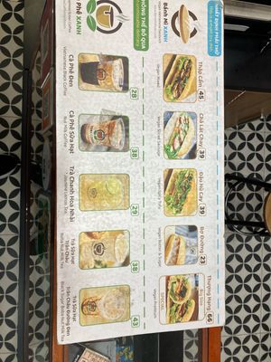 The menu  at Bánh Mì Xanh in Ho Chi Minh City