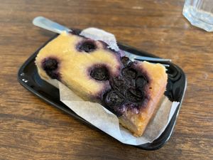 Lemon + blueberry cake vegan gf  at Coffee In the Wood in South West London