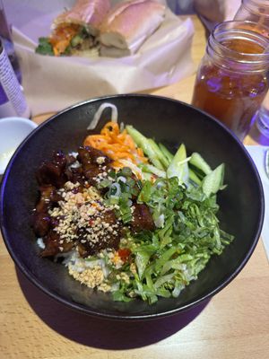 vegan duck rice bowl  at Cha Pa's Noodles and Grill in New York City