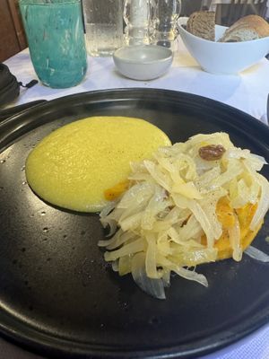 Vegan pumpkin and polenta starter  at Osteria Antico Dolo in Venice