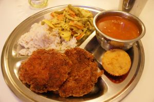 Whole meal for only 5 e 
Super! at Vegetarian Dinner Club in Amsterdam