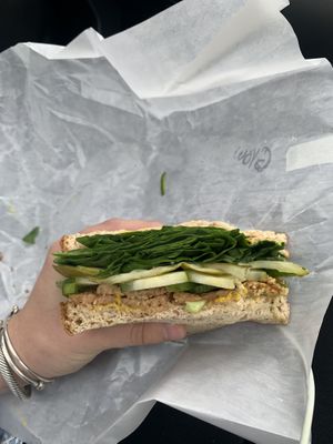 designed my own sandwich, including very flavorful tempeh! at Harvest Moon Deli in Orono