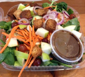 I ordered the harvest moon salad: apples, grapes, spinach, sunflower seeds... so good. at Harvest Moon Deli in Orono