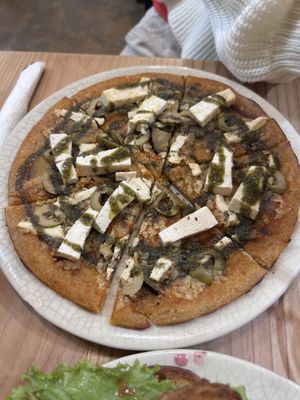 Vegan gluten free pizza   at Santo Remedio in San Miguel De Allende