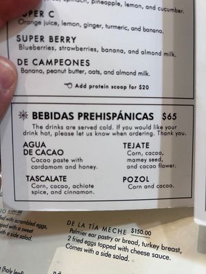 Drinks menu   at Santo Remedio in San Miguel De Allende