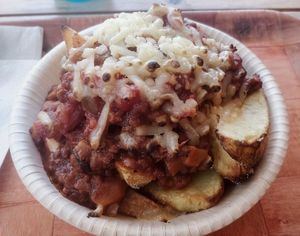 Loaded French fries. Meh #Veganuary at Roots Cafe in Hakuba