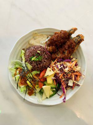 Spicy Shezchuan bowl at Roots Cafe in Hakuba