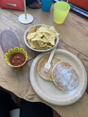 Tortilla chips and pancakes  at Roots Cafe in Hakuba