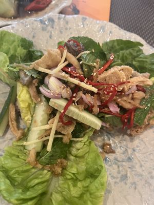 Vegan mushroom salad (side)  at Giggling Squid - St David's in Cardiff