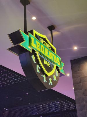 Restaurant sign at Legends Sports Bar in Pine Bluff