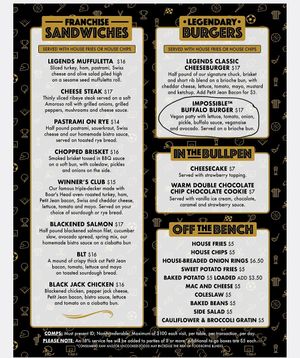 Menu at Legends Sports Bar in Pine Bluff