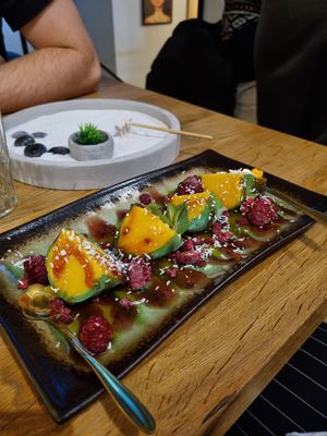 mango mochi icecream dessert at Vegan AF Ramen in Brno