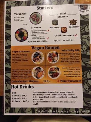 Menu at Vegan AF Ramen in Brno