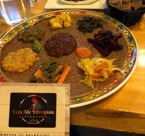 Vegan platter. Delicious! Best injera I’ve ever had. #Veganuary at Erta Ale Ethiopian in St Paul