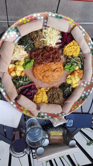 The vegan platter for two, delicious and filling!  at Erta Ale Ethiopian in St Paul