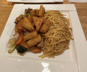 Tofu hibachi with noodles (No butter/Cook w oil)  at Maki Hibachi in Orlando