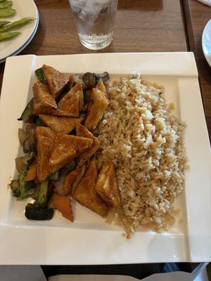 tofu hibachi with veganized fried rice (no butter or egg)  at Maki Hibachi in Orlando