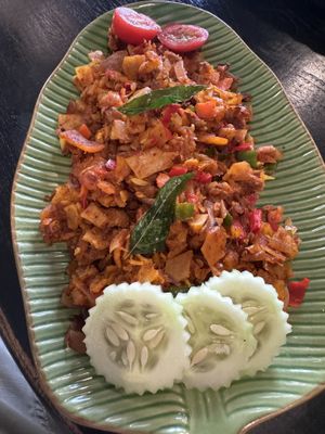 Vegan mutton Kothu  at Kunthaville in Central Singapore