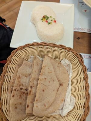 Rice and flat bread at Oldish in Cairo