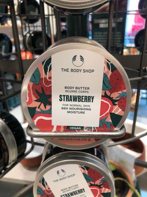 Strawberry body butter at The Body Shop in Abu Dhabi