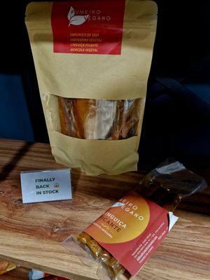 Vegan meat free items at Veganaria in Ponta Do Sol