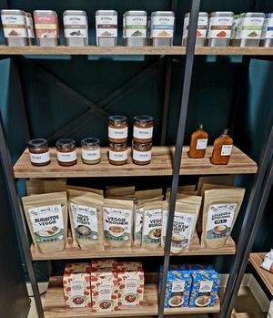 Nut butters, hot sauce etc at Veganaria in Ponta Do Sol