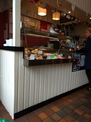 counter at Sinners Cafe in Berwick Upon Tweed