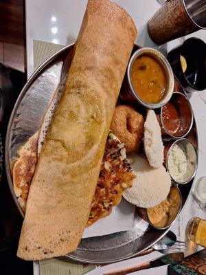 Breakfast thali at Andhra Bhavan in Dublin