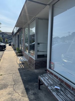 Just some benches outside. (But at least there is a place to sit. A table would be nice)  at Sedjedo Kitchen in Bellmore