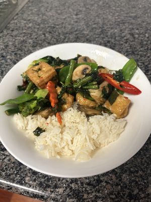 Tofu and basil chilli  at DoDee Paidang in Melbourne
