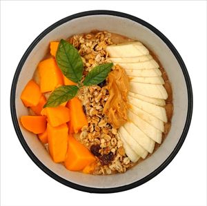 Banana peanut butter smoothie bowl at SignatureThai Café & Tea House Restaurant in Krabi