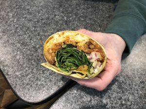 Vegan Buffalo Chick’n Wrap  at Erie Food Co-op in Erie