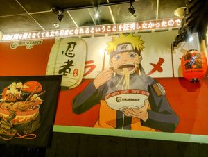Fun manga decor inside at Ninja Ramen in Lancaster