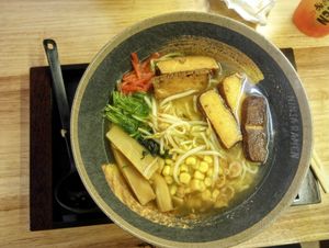 Shoyu vegetarian ramen at Ninja Ramen in Lancaster