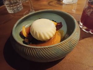 Great dessert! With coconut, pineapple and carob crumble. at Auténtico  in Mendoza