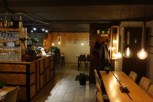 Counter and seating area at Nui Thai Kitchen in Saarbrucken