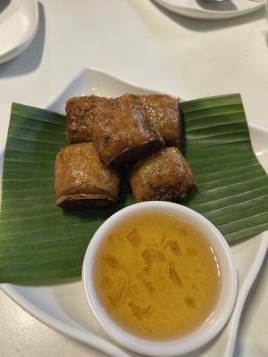 taro filled tofu skin rolls  at Tammang Isaan Vegan – Rama 2 · ตำมัง อีสาน เจ มังสวิรัติ วีแกน in Bangkok