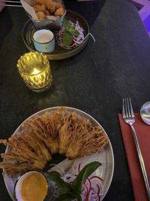 fried enoki shrooms (the best)  at Akimy in Munich