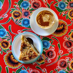 Vegan pudding and soy latte. at L' Ecomotive in Marseille