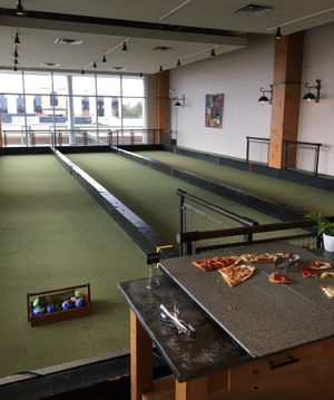 Bocce courts at Pinstripes in Edina