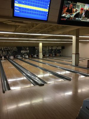 Bowling alleys at Pinstripes in Edina