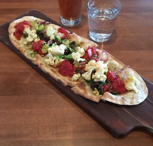 Ultimate Veggie Flatbread (no longer on the vegan menu as of May 2025) at Pinstripes in Edina