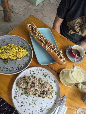 Street Three Scramble (Tofu), Mushroom Toast, Chi'kn' Baguette at Street Three Eatery - Siem Reap in Siem Reap