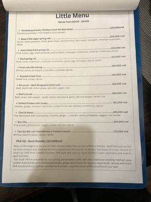 Menu  at The Hanoi Cafe in Hanoi